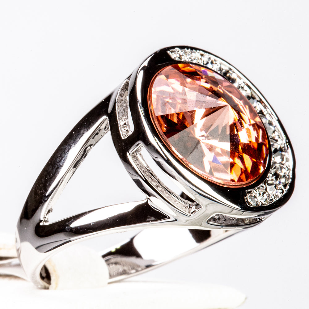 Bílým Pozlacená slitina Prsten s Červeným Emporia® Křišťálem