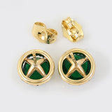 Pozlacené Slitinové Náušnice se Zeleným Emporia® Křišťálem a Bílým Emporia® Křišťálem