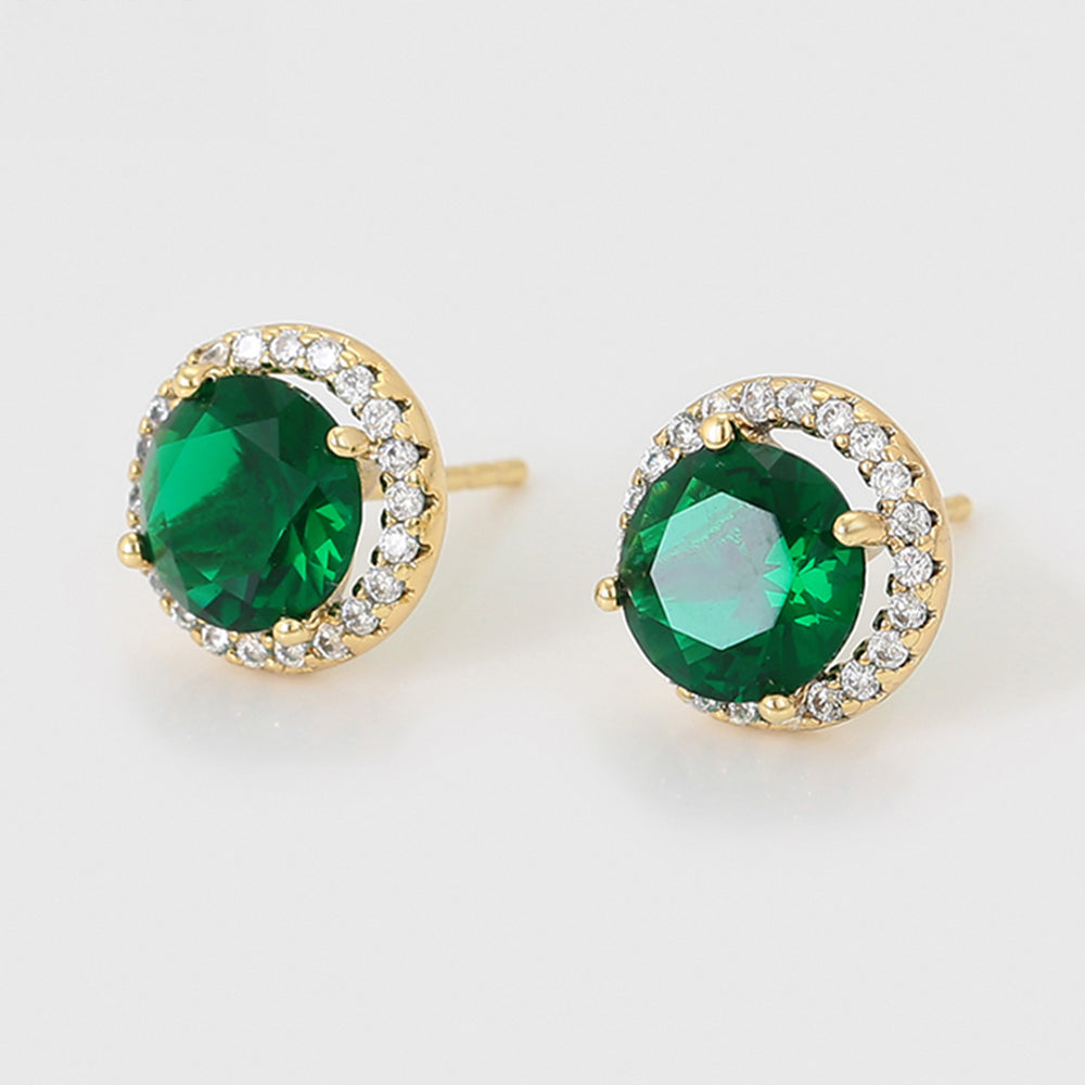 Pozlacené Slitinové Náušnice se Zeleným Emporia® Křišťálem a Bílým Emporia® Křišťálem