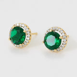 Pozlacené Slitinové Náušnice se Zeleným Emporia® Křišťálem a Bílým Emporia® Křišťálem