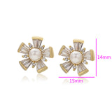 Pozlacené Slitinové Náušnice se Skleněná Perla a Bílým Emporia® Křišťálem