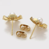 Pozlacené Slitinové Náušnice se Skleněná Perla a Bílým Emporia® Křišťálem