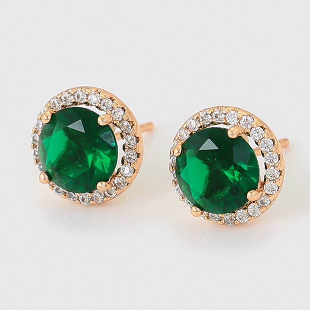 Pozlacené Slitinové Náušnice se Zeleným Emporia® Křišťálem a Bílým Emporia® Křišťálem
