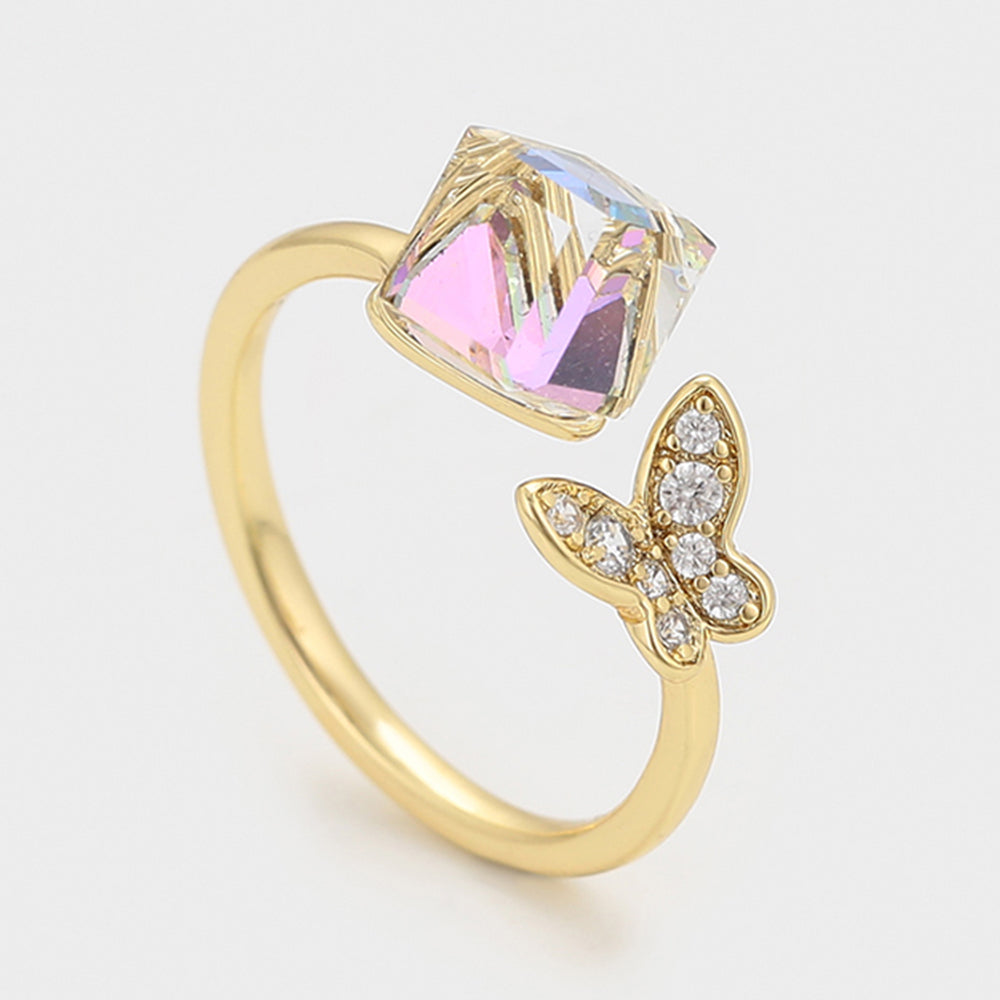 Pozlacený Slitinový Prsten s Bílým Emporia® Křišťálem