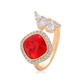 Pozlacený Slitinový Prsten s Červeným Emporia® Křišťálem a Bílým Emporia® Křišťálem