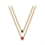 Pozlacený Slitinový Náhrdelník s Červeným Emporia® Křišťálem a se Zeleným Emporia® Křišťálem