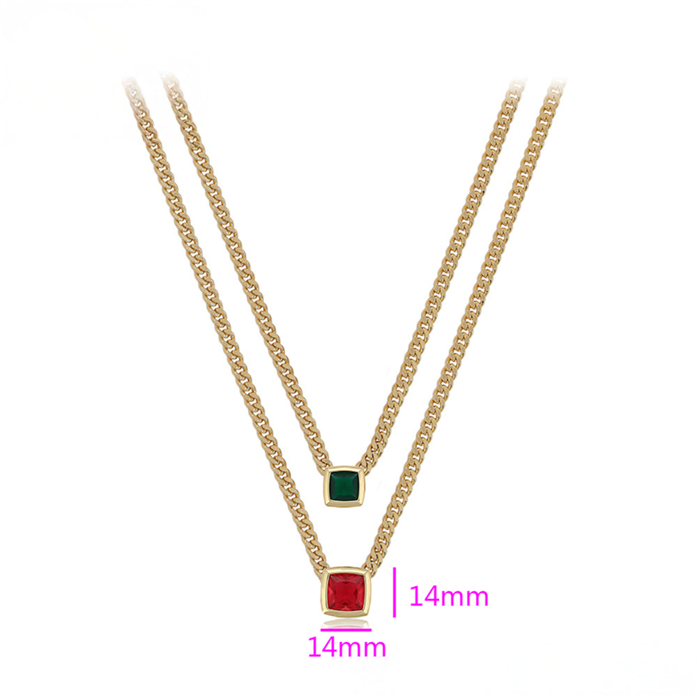 Pozlacený Slitinový Náhrdelník s Červeným Emporia® Křišťálem a se Zeleným Emporia® Křišťálem