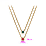 Pozlacený Slitinový Náhrdelník s Červeným Emporia® Křišťálem a se Zeleným Emporia® Křišťálem