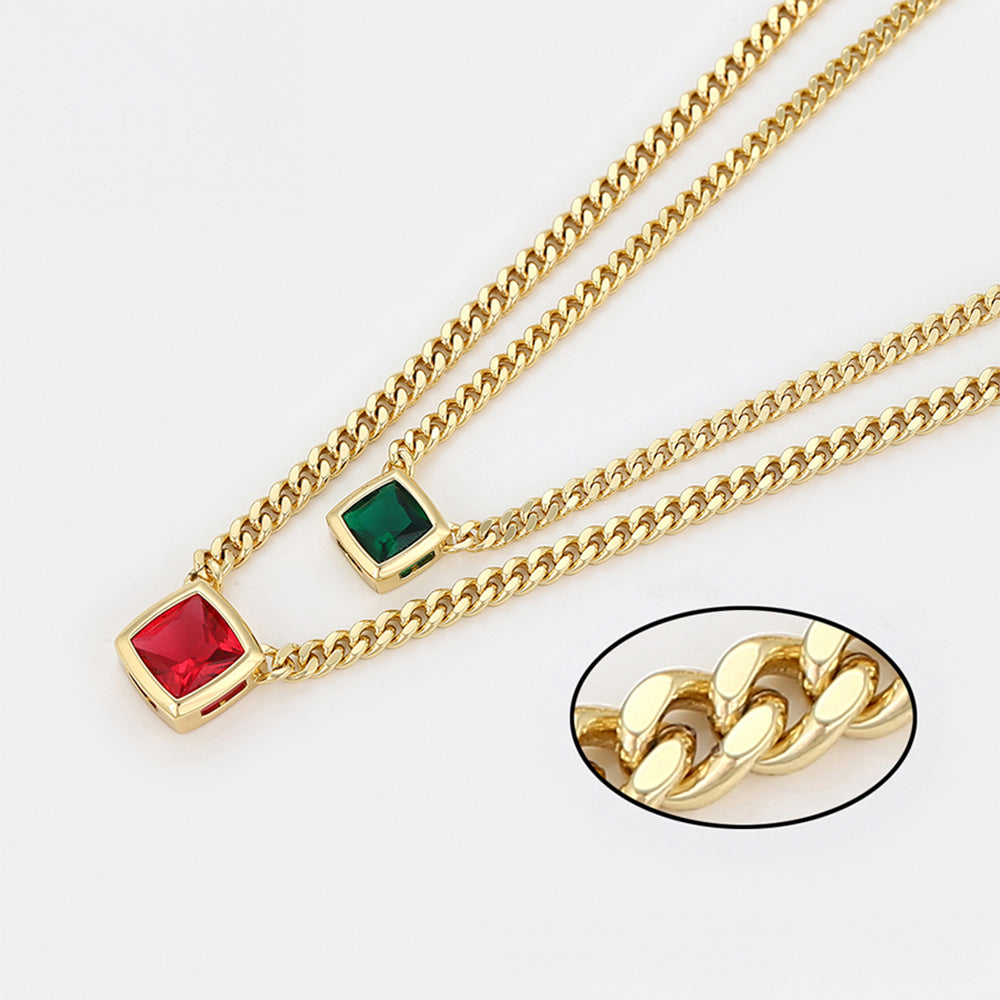 Pozlacený Slitinový Náhrdelník s Červeným Emporia® Křišťálem a se Zeleným Emporia® Křišťálem