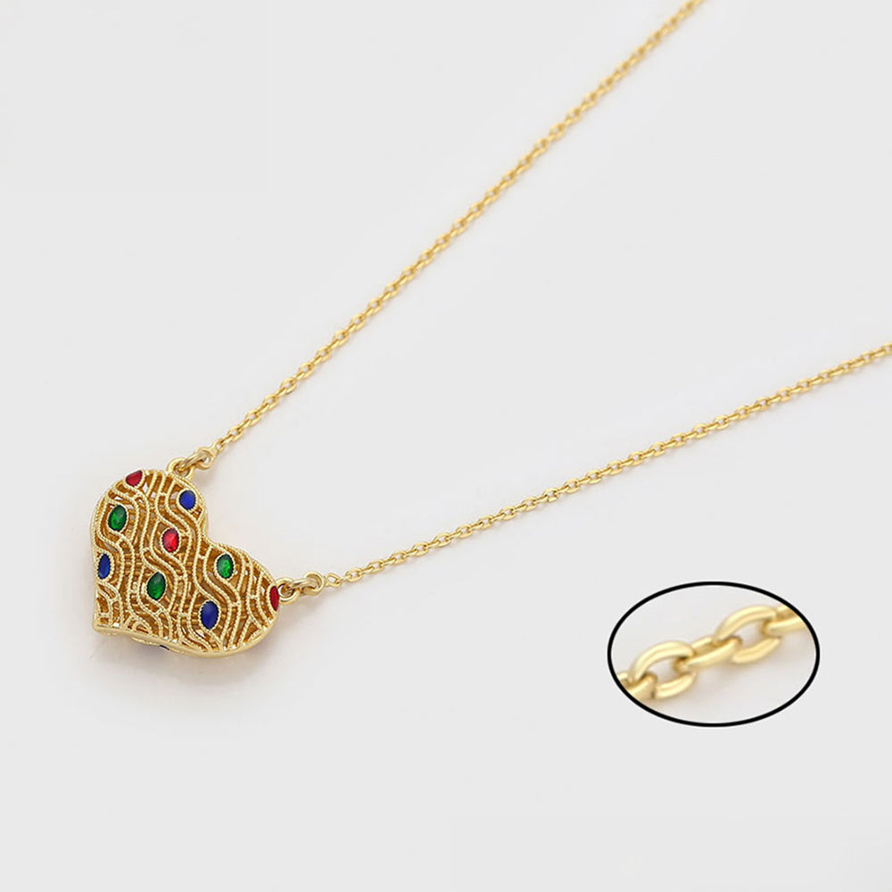 Pozlacený Slitinový Náhrdelník s Červeným Emporia® Křišťálem a se Zeleným Emporia® Křišťálem