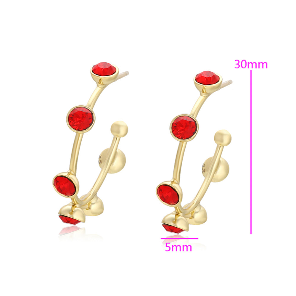 Pozlacené Slitinové Náušnice s Červeným Emporia® Křišťálem