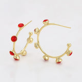 Pozlacené Slitinové Náušnice s Červeným Emporia® Křišťálem