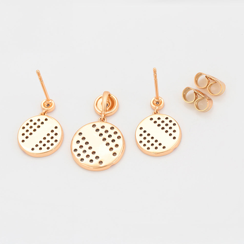 Pozlacená Slitinová Sada s Červeným Emporia® Křišťálem a Bílým Emporia® Křišťálem ( Náušnice+Přívěsek )