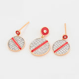 Pozlacená Slitinová Sada s Červeným Emporia® Křišťálem a Bílým Emporia® Křišťálem ( Náušnice+Přívěsek )