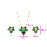 Pozlacená Slitinová Sada se Zeleným Emporia® Křišťálem a Bílým Emporia® Křišťálem ( Náhrdelník+Náušnice )