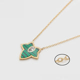 Pozlacená Slitinová Sada se Zeleným Emporia® Křišťálem a Bílým Emporia® Křišťálem ( Náhrdelník+Náušnice )