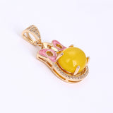 Pozlacená Slitinová Sada se Žlutým Emporia® Křišťálem a Bílým Emporia® Křišťálem ( Náušnice+Prsten+Přívěsek )