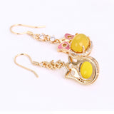 Pozlacená Slitinová Sada se Žlutým Emporia® Křišťálem a Bílým Emporia® Křišťálem ( Náušnice+Prsten+Přívěsek )