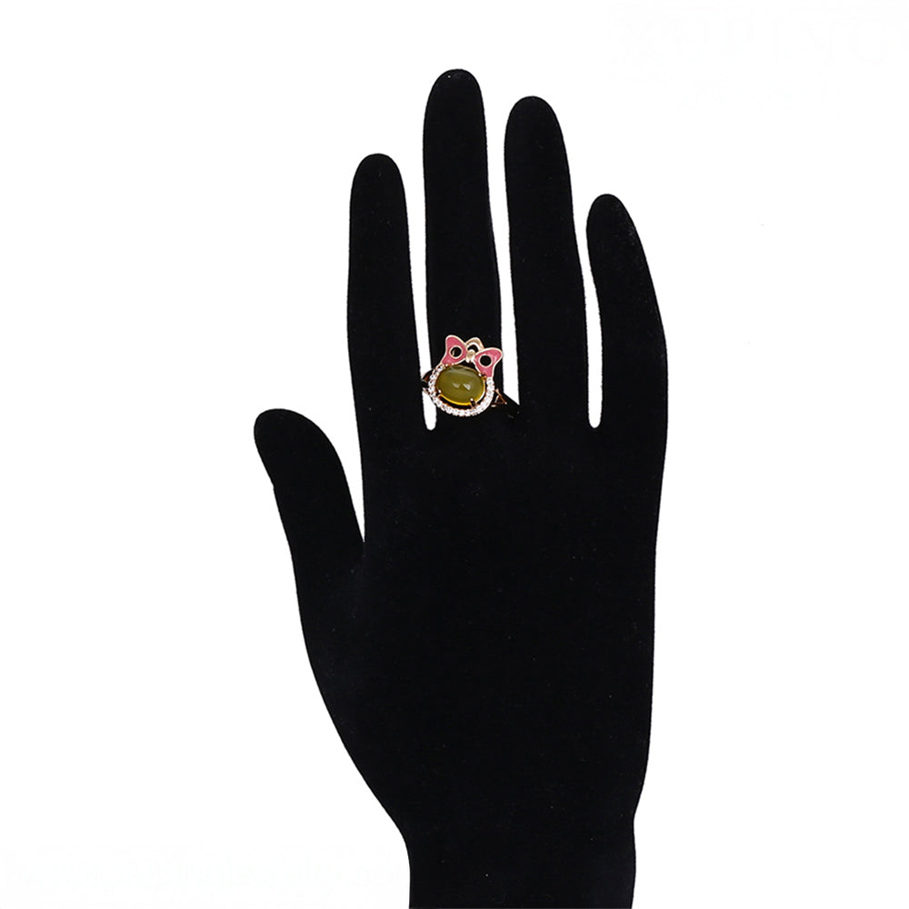 Pozlacená Slitinová Sada se Žlutým Emporia® Křišťálem a Bílým Emporia® Křišťálem ( Náušnice+Prsten+Přívěsek )