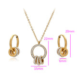 Pozlacená Slitinová Sada s Bílým Emporia® Křišťálem ( Náhrdelník+Náušnice+Přívěsek )