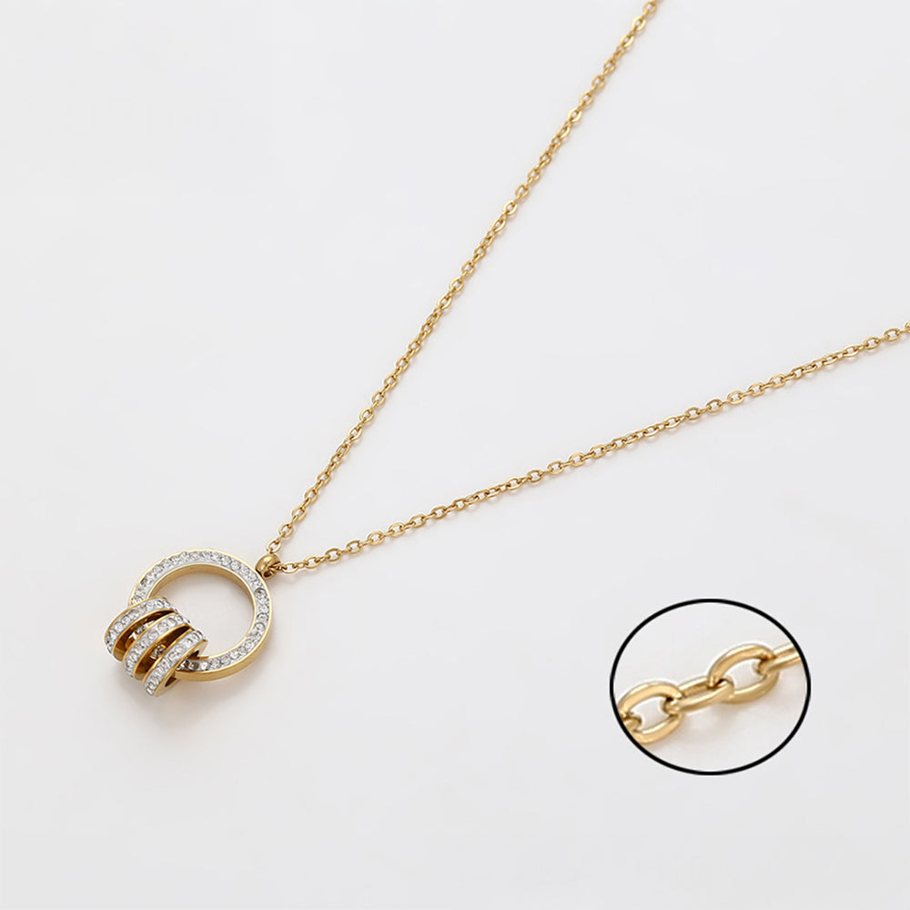 Pozlacená Slitinová Sada s Bílým Emporia® Křišťálem ( Náhrdelník+Náušnice+Přívěsek )