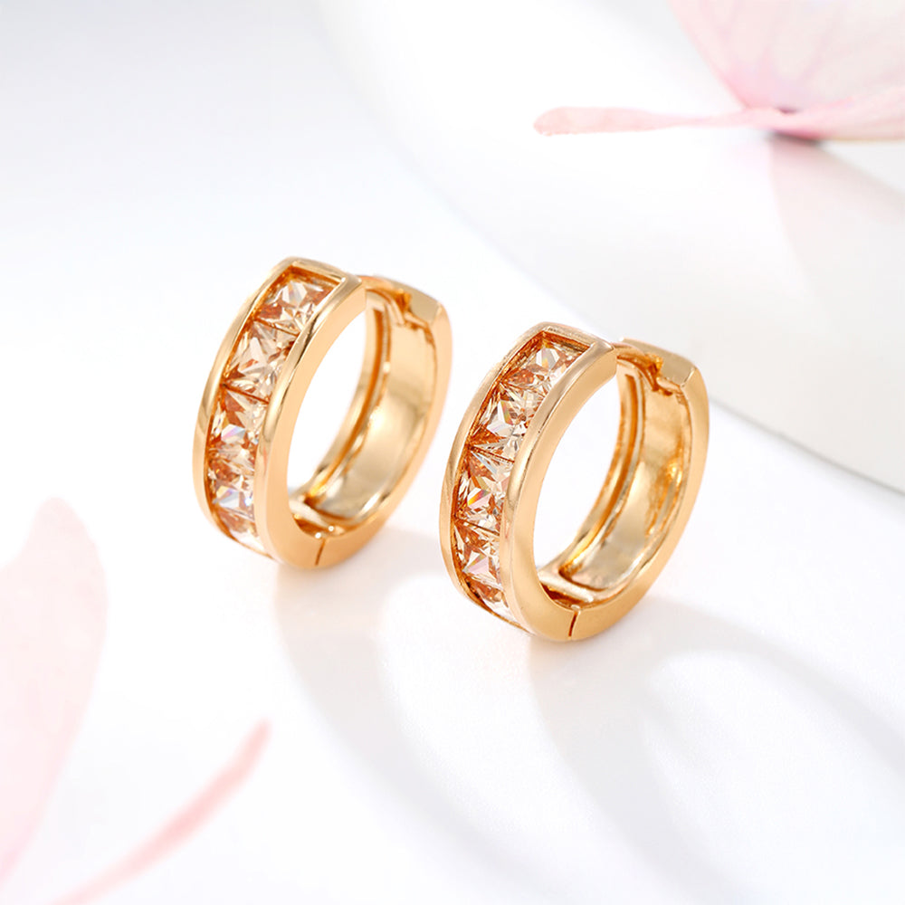 Pozlacené Slitinové Náušnice s Bílým Emporia® Křišťálem