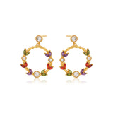 Pozlacené Slitinové Náušnice s Červeným Emporia® Křišťálem a Bílým Emporia® Křišťálem