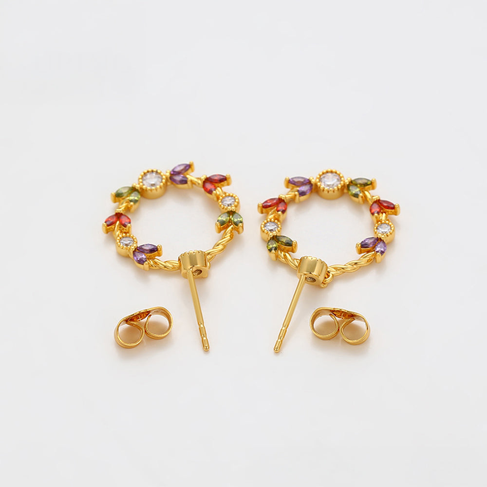 Pozlacené Slitinové Náušnice s Červeným Emporia® Křišťálem a Bílým Emporia® Křišťálem