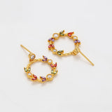 Pozlacené Slitinové Náušnice s Červeným Emporia® Křišťálem a Bílým Emporia® Křišťálem