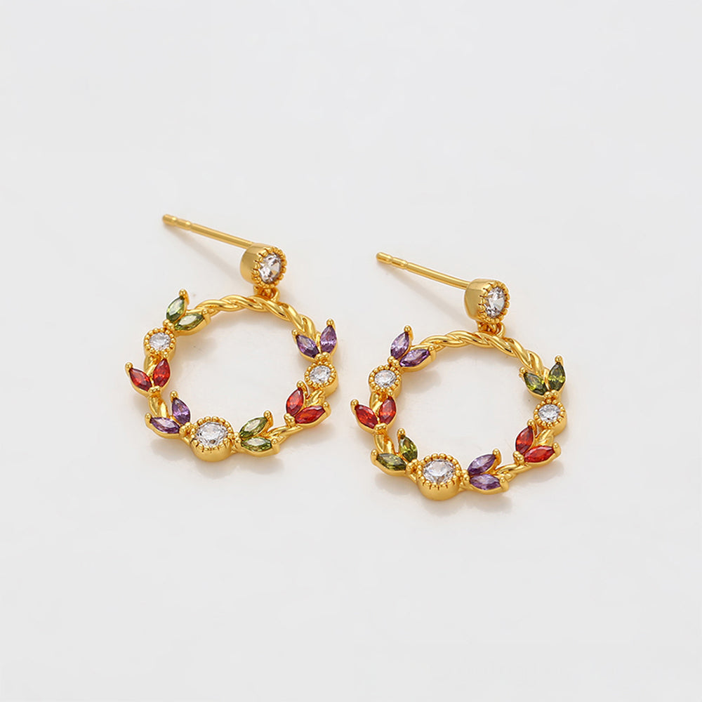 Pozlacené Slitinové Náušnice s Červeným Emporia® Křišťálem a Bílým Emporia® Křišťálem