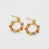 Pozlacené Slitinové Náušnice s Červeným Emporia® Křišťálem a Bílým Emporia® Křišťálem