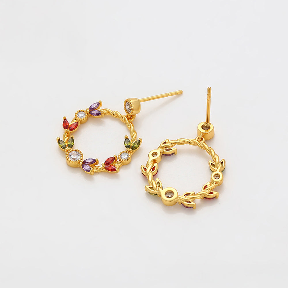 Pozlacené Slitinové Náušnice s Červeným Emporia® Křišťálem a Bílým Emporia® Křišťálem