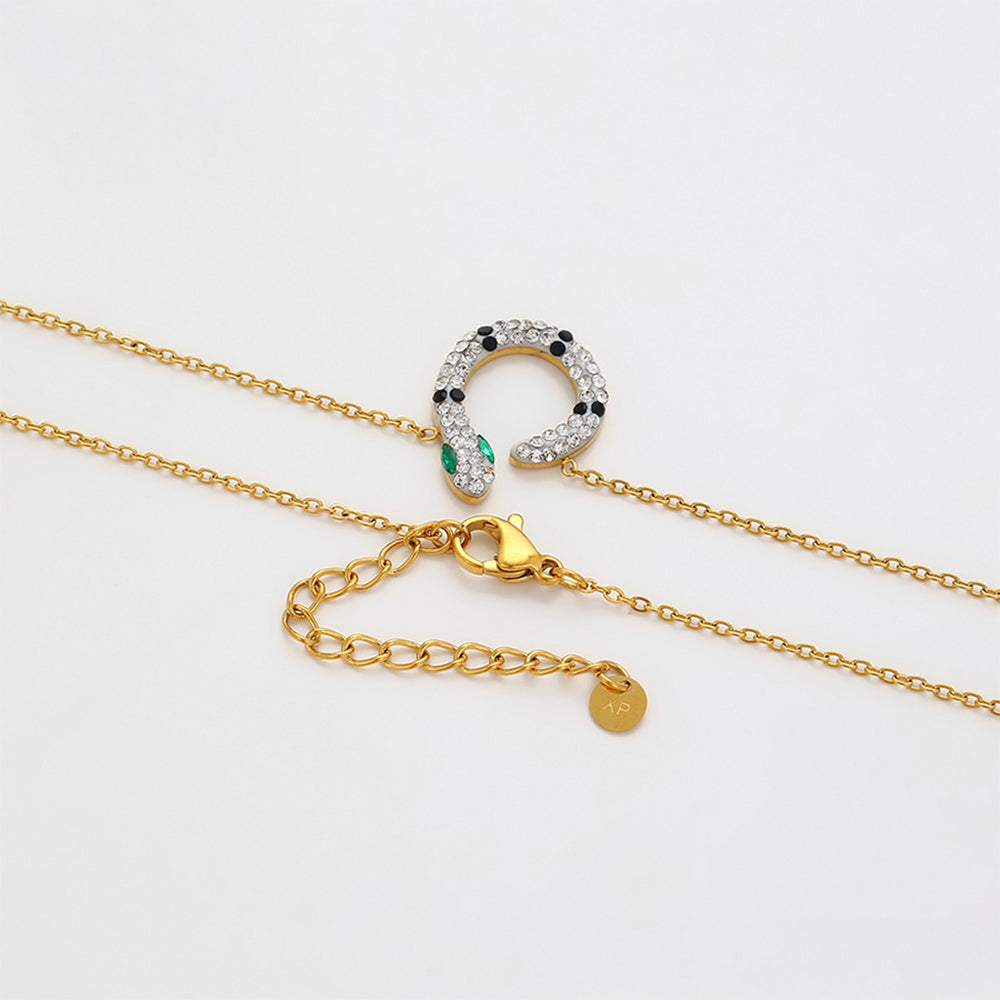 Pozlacená Slitinová Sada se Zeleným Emporia® Křišťálem a Bílým Emporia® Křišťálem ( Náhrdelník+Náušnice )