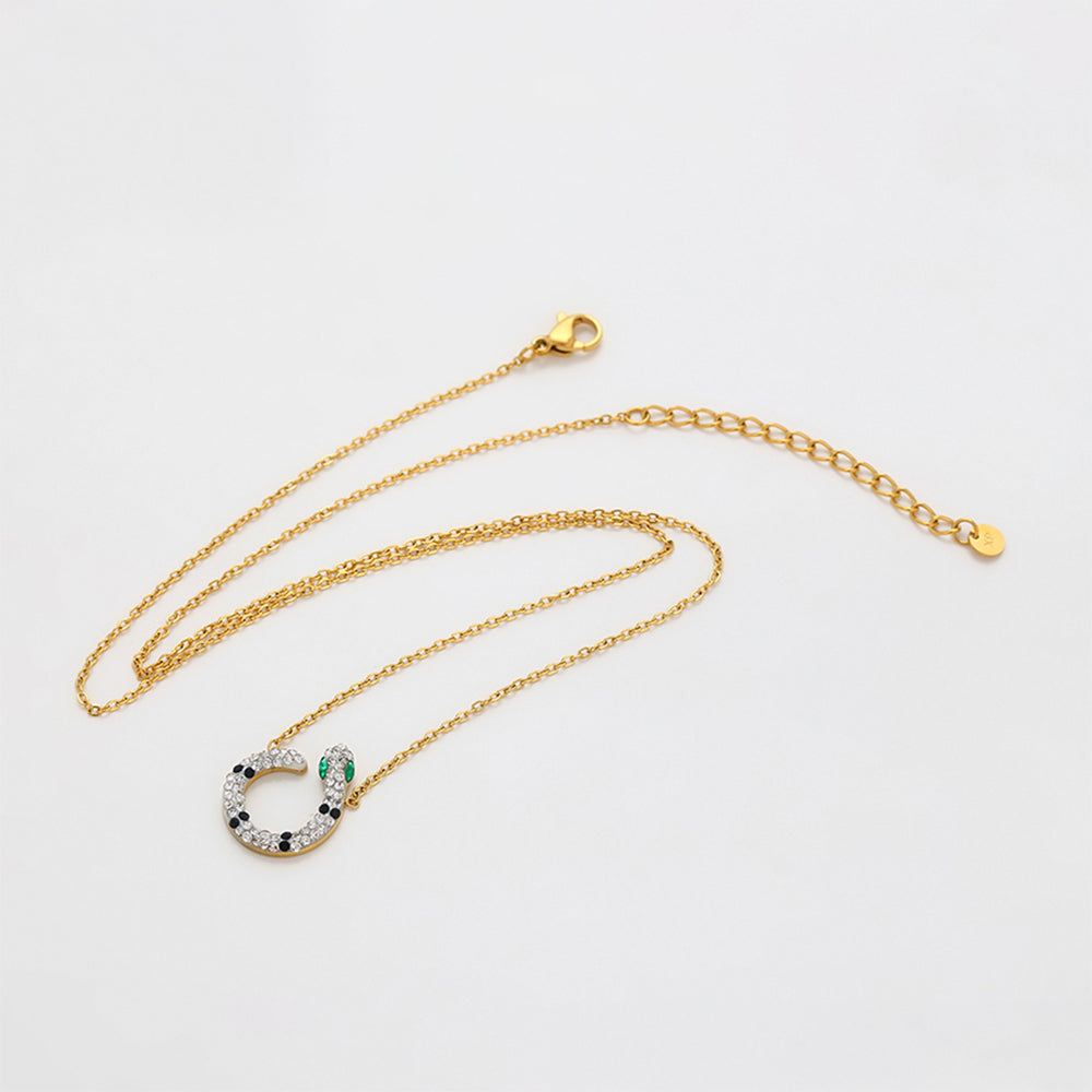 Pozlacená Slitinová Sada se Zeleným Emporia® Křišťálem a Bílým Emporia® Křišťálem ( Náhrdelník+Náušnice )