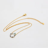 Pozlacená Slitinová Sada se Zeleným Emporia® Křišťálem a Bílým Emporia® Křišťálem ( Náhrdelník+Náušnice )