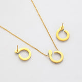 Pozlacená Slitinová Sada se Zeleným Emporia® Křišťálem a Bílým Emporia® Křišťálem ( Náhrdelník+Náušnice )