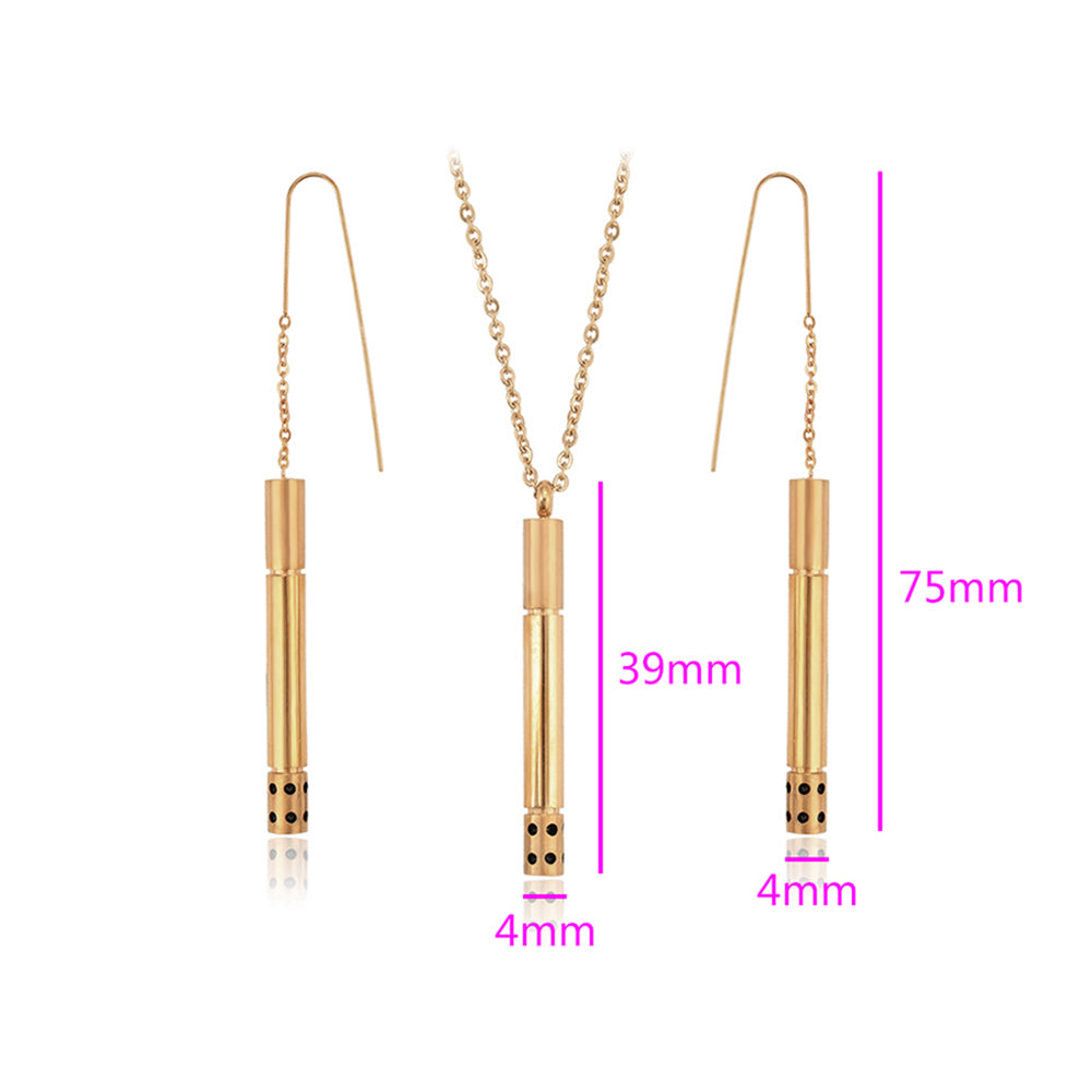 Pozlacená Slitinová Sada s Červeným Emporia® Křišťálem ( Náhrdelník+Náušnice+Přívěsek )
