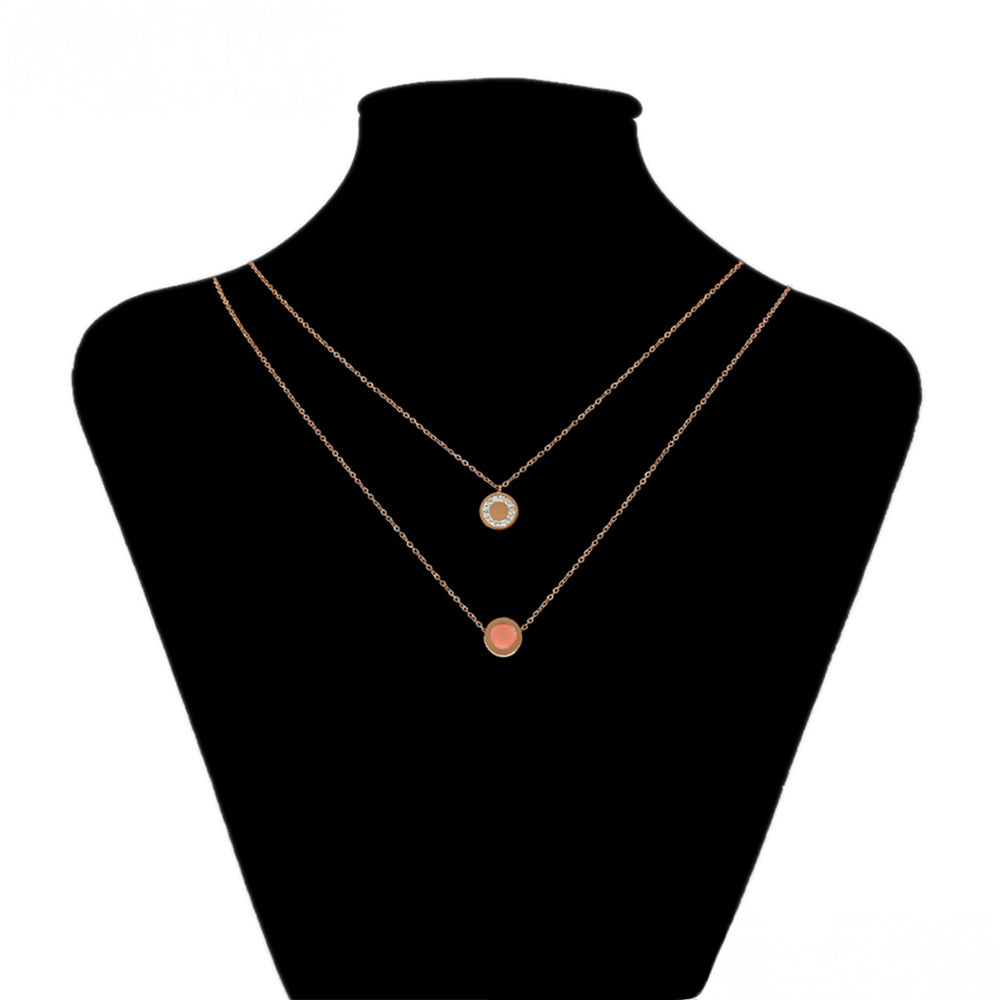 Pozlacená Slitinová Sada s Růžovým Emporia® Křišťálem a Bílým Emporia® Křišťálem ( Náhrdelník+Náramek )