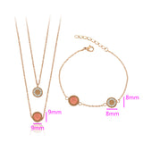 Pozlacená Slitinová Sada s Růžovým Emporia® Křišťálem a Bílým Emporia® Křišťálem ( Náhrdelník+Náramek )