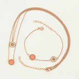 Pozlacená Slitinová Sada s Růžovým Emporia® Křišťálem a Bílým Emporia® Křišťálem ( Náhrdelník+Náramek )