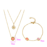 Pozlacená Slitinová Sada s Růžovým Emporia® Křišťálem a Bílým Emporia® Křišťálem ( Náhrdelník+Náramek )