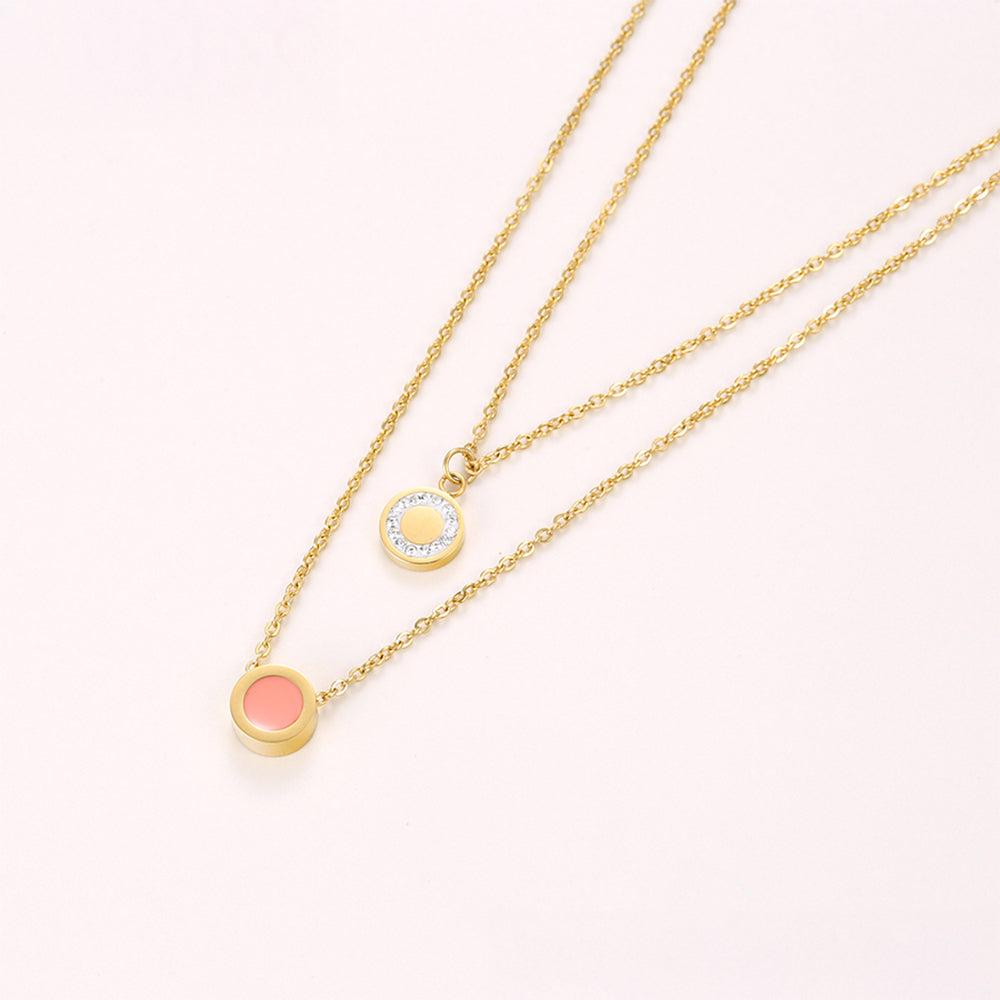 Pozlacená Slitinová Sada s Růžovým Emporia® Křišťálem a Bílým Emporia® Křišťálem ( Náhrdelník+Náramek )