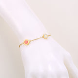 Pozlacená Slitinová Sada s Růžovým Emporia® Křišťálem a Bílým Emporia® Křišťálem ( Náhrdelník+Náramek )