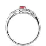 Stříbro 925/1000 Prsten s Madagaskarským Rubínem a Bílým Topazem - Karátové číslo: 0.42. přibližná hmotnost: 2.92 gramů