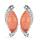 Stříbro 925/1000 Náušnice s Oranžovým Opálem z Lega Dembi a Bílým Topazem - Karátové číslo: 4.5. přibližná hmotnost: 6.13 gramů