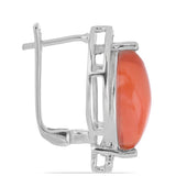 Stříbro 925/1000 Náušnice s Oranžovým Opálem z Lega Dembi a Bílým Topazem - Karátové číslo: 4.5. přibližná hmotnost: 6.13 gramů