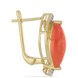 Pozlacené stříbro 925/1000 Náušnice s Oranžovým Opálem z Lega Dembi a Bílým Topazem - Karátové číslo: 4.9. přibližná hmotnost: 6.42 gramů