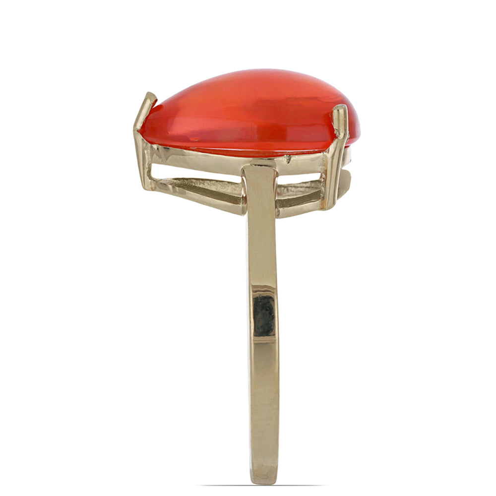 Pozlacené stříbro 925/1000 Prsten s Oranžovým Opálem z Lega Dembi - Karátové číslo: 3.2. přibližná hmotnost: 3.45 gramů