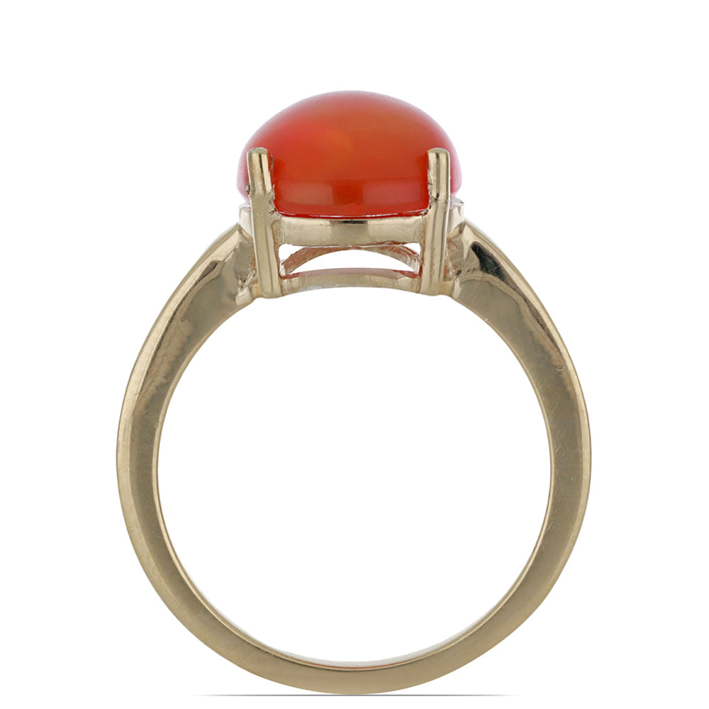 Pozlacené stříbro 925/1000 Prsten s Oranžovým Opálem z Lega Dembi - Karátové číslo: 3.2. přibližná hmotnost: 3.45 gramů