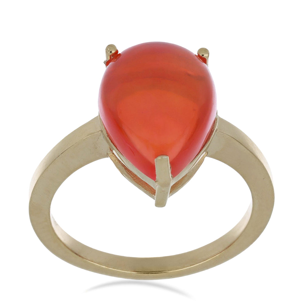 Pozlacené stříbro 925/1000 Prsten s Oranžovým Opálem z Lega Dembi - Karátové číslo: 3.2. přibližná hmotnost: 3.45 gramů